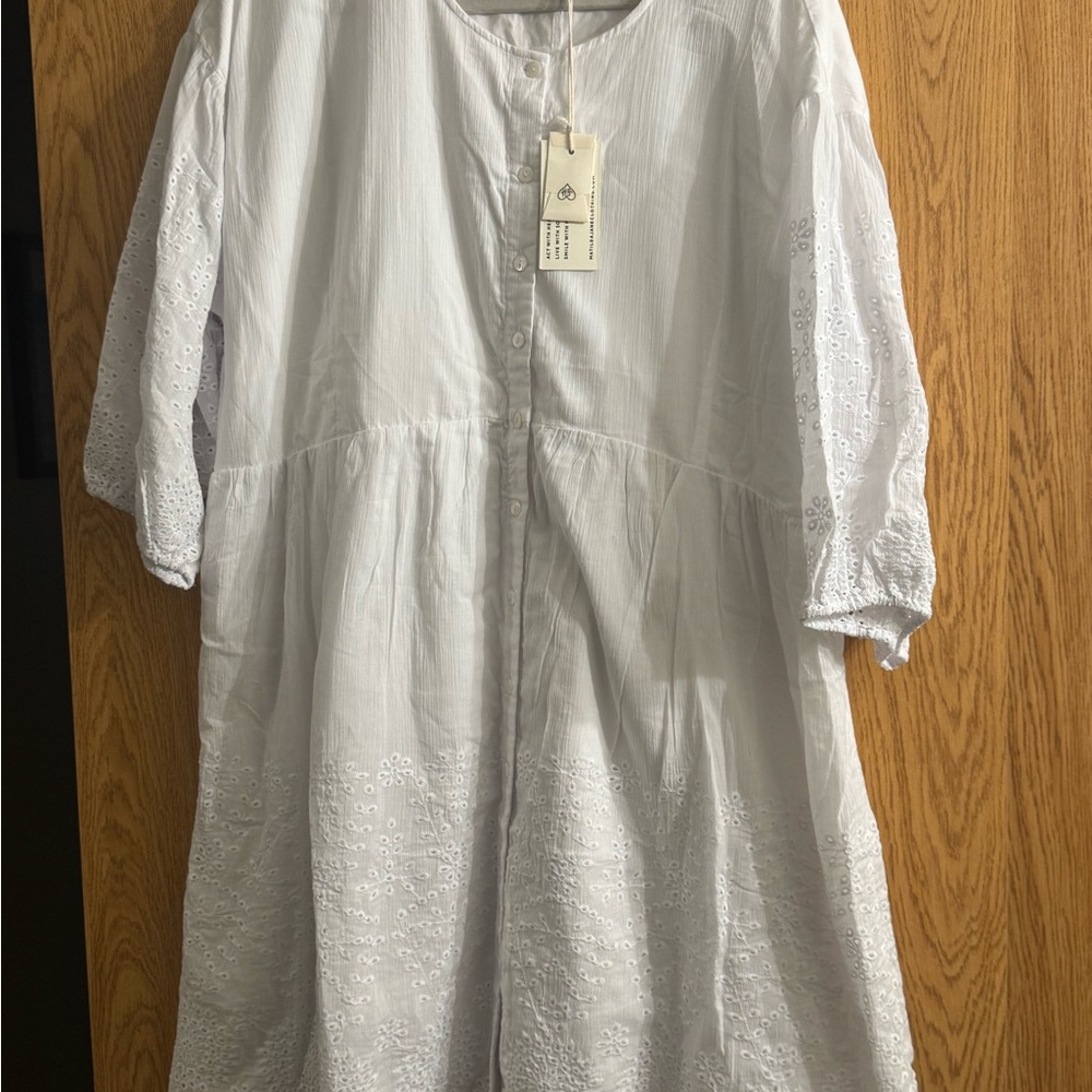 Matilda Jane White Button-Front Dress